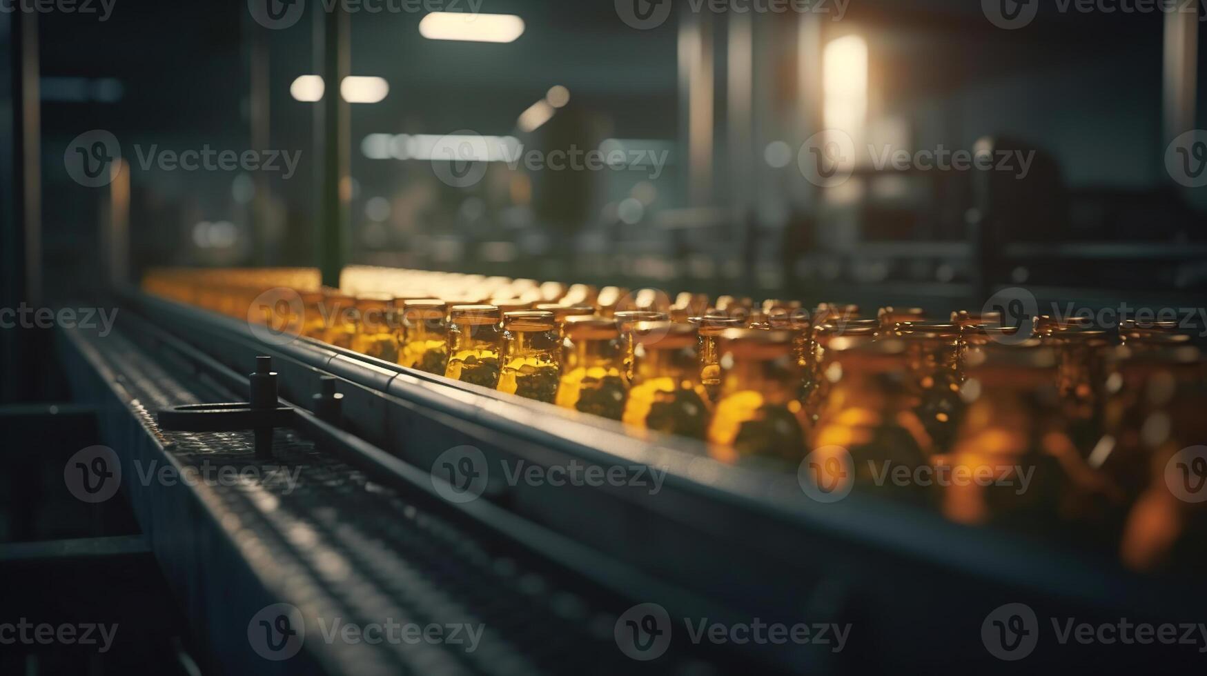 in bottiglia verdura olio su trasportatore automatizzato macchina essere prodotto, generato ai Immagine foto