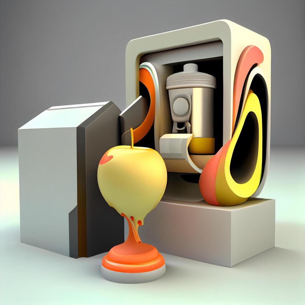 3d illustrazione di un' bicchiere di birra con ghiaccio cubi e formaggio, ai generativo Immagine foto