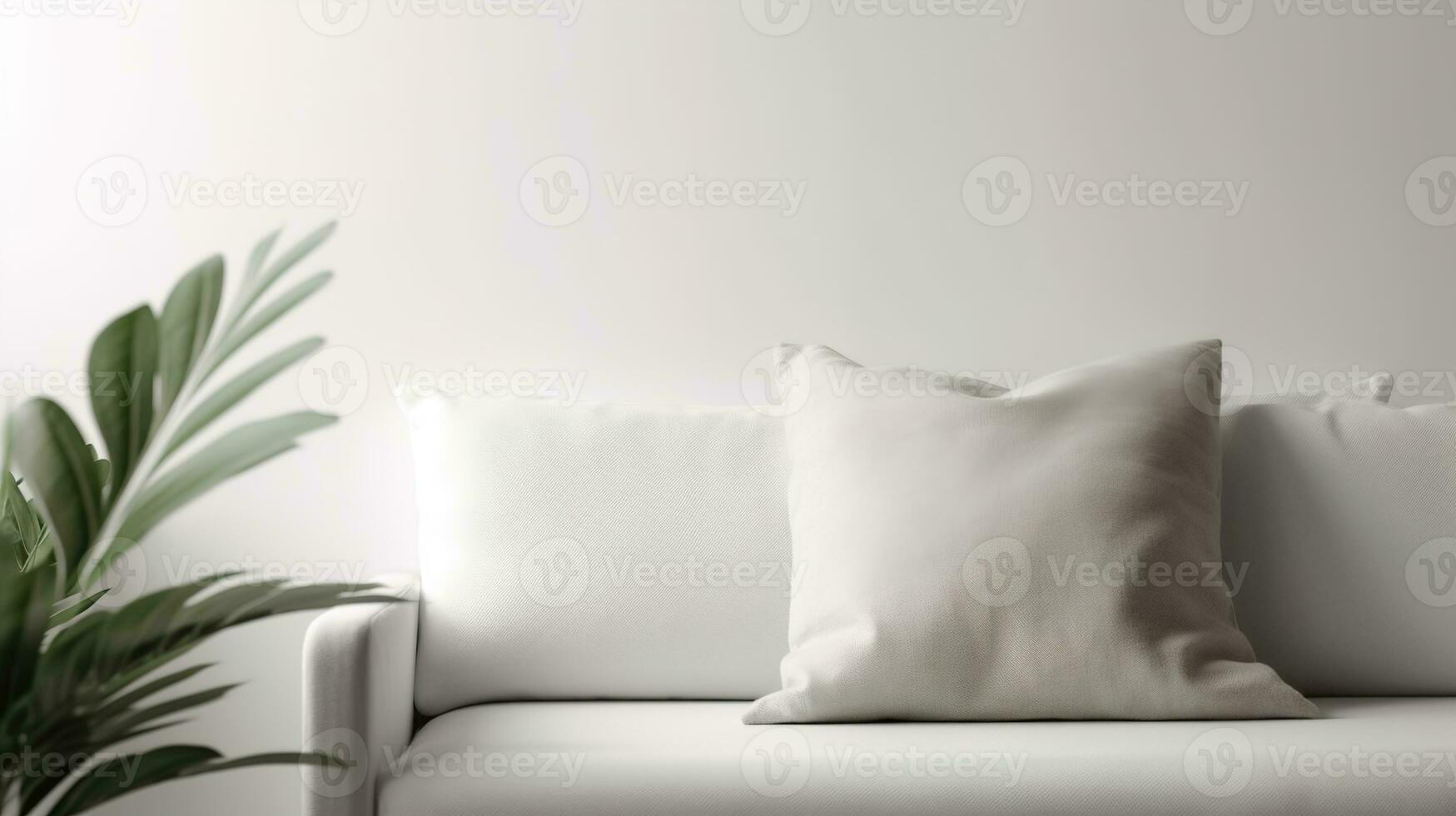 un' moderno, minimalista Camera da letto decorazione design Caratteristiche un' grande vuoto cuscino modello con un' bianca sfondo, la creazione di un' semplice e elegante atmosfera per il casa. foto