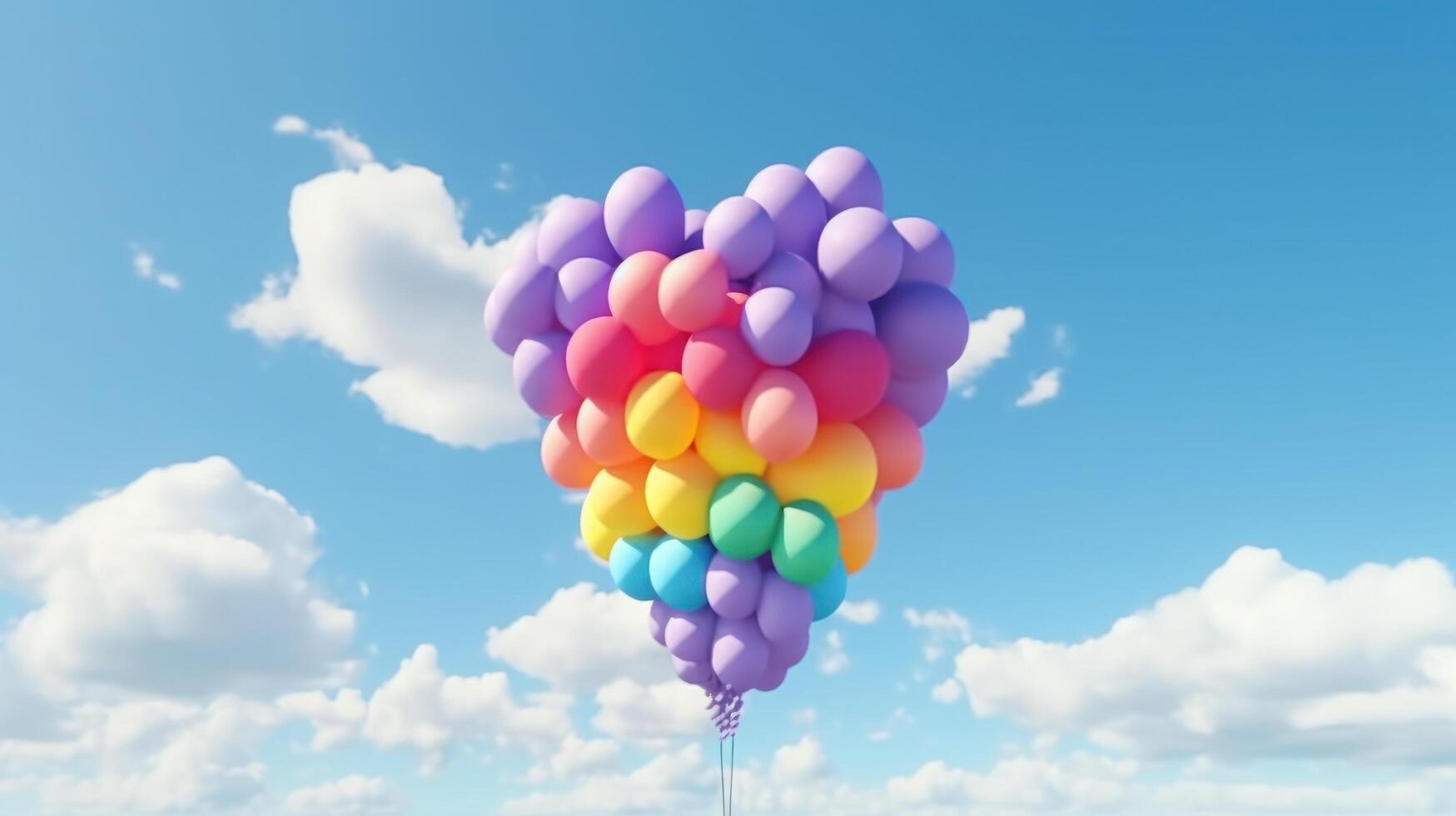 colorato arcobaleno aria palloncini. illustrazione ai generativo foto