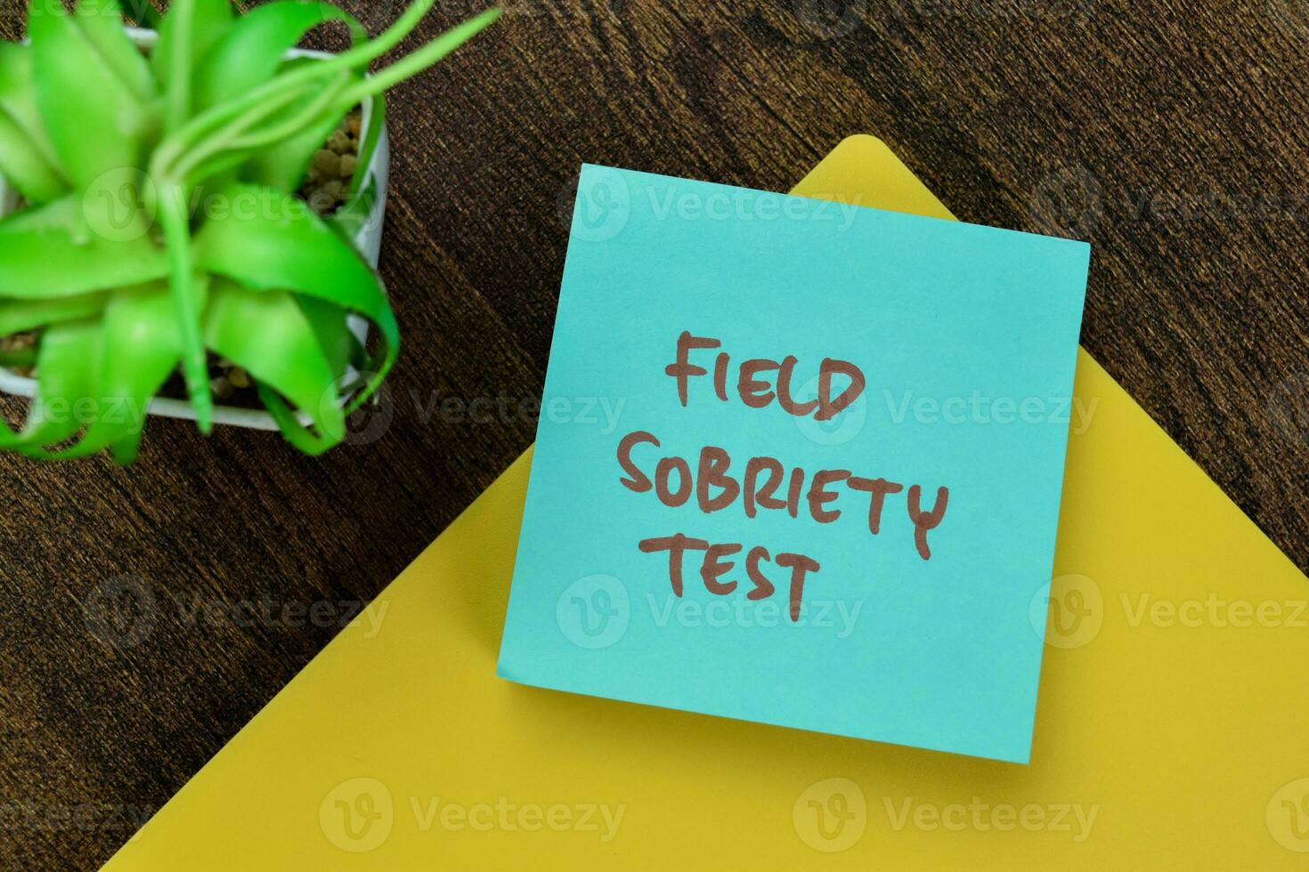 concetto di campo sobrietà test Scrivi su appiccicoso Appunti isolato su di legno tavolo. foto