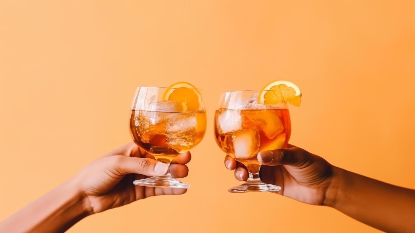 Due cocktail nel mani. illustrazione ai generativo foto