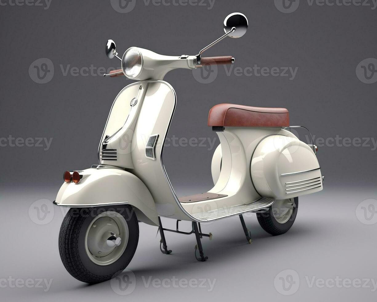 classico bianca scooter motocicletta isolato. creare ai foto