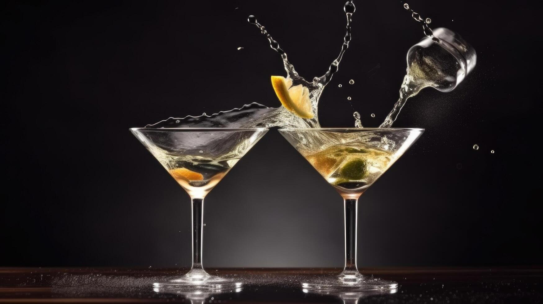 avvicinamento di spruzzi Martini cocktail illustrazione ai generativo foto