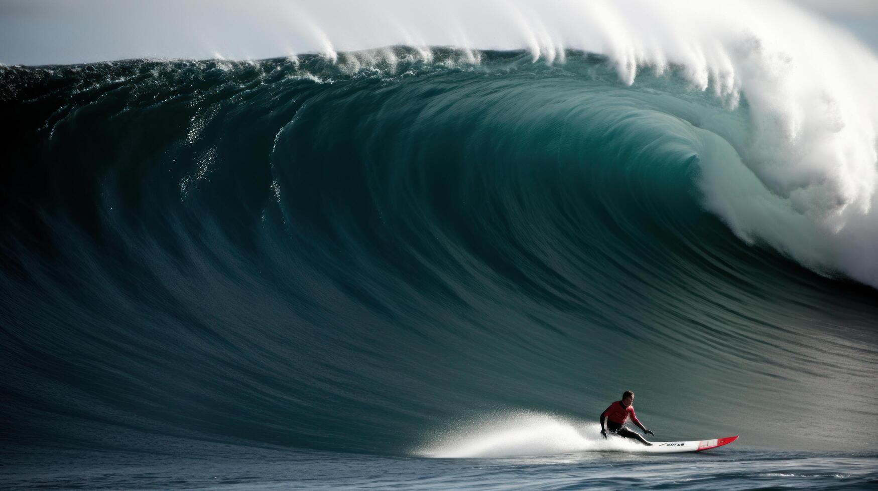 surfers e grande onde. illustrazione ai generativo foto