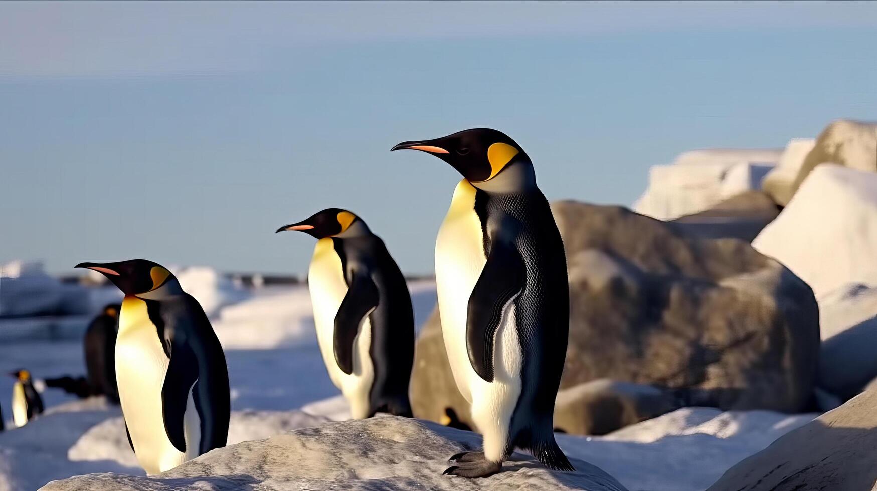 africano pinguini su un' spiaggia. illustrazione ai generativo foto