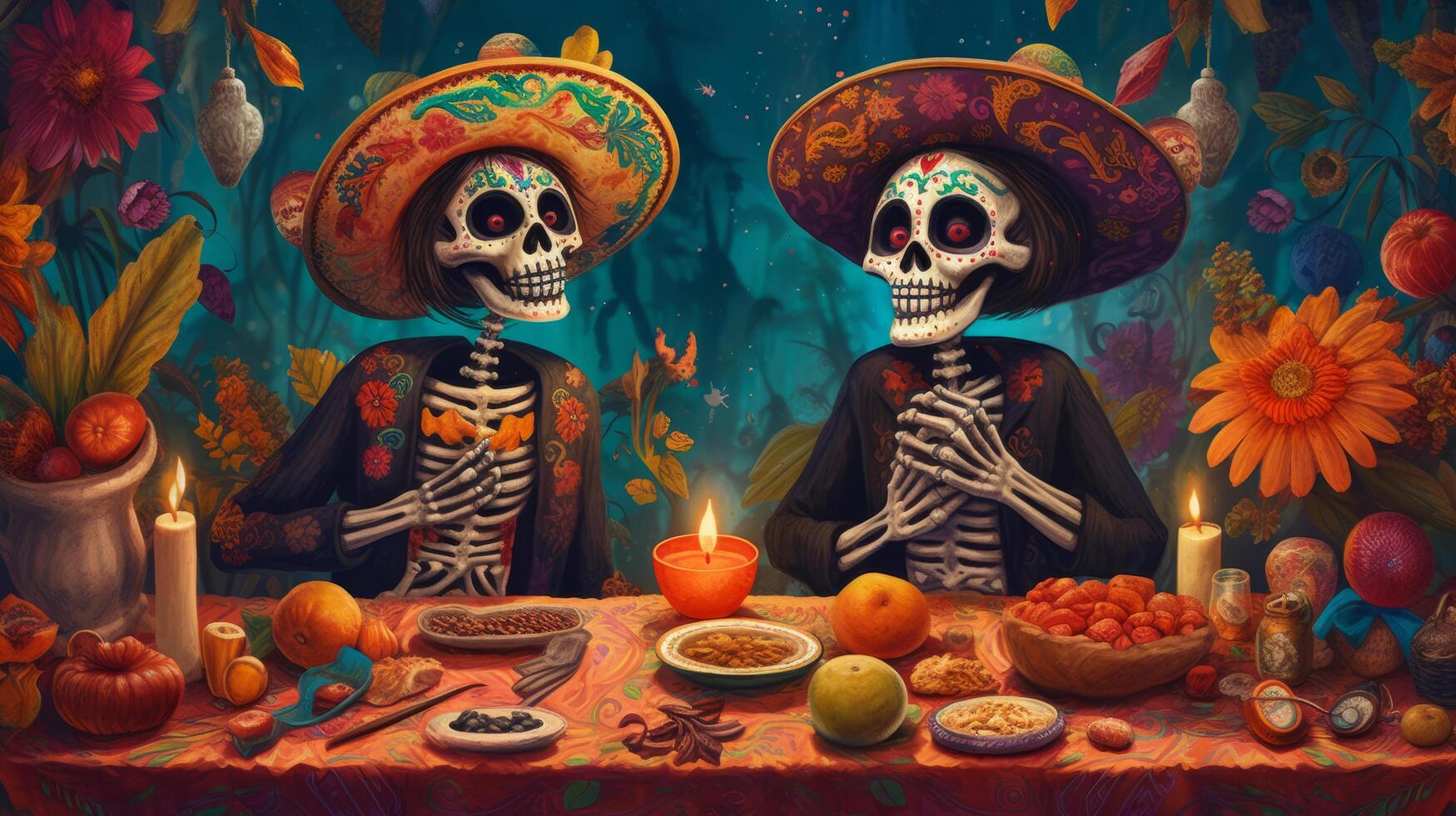 giorno di il morto, dia de los muertos. illustrazione ai generativo foto