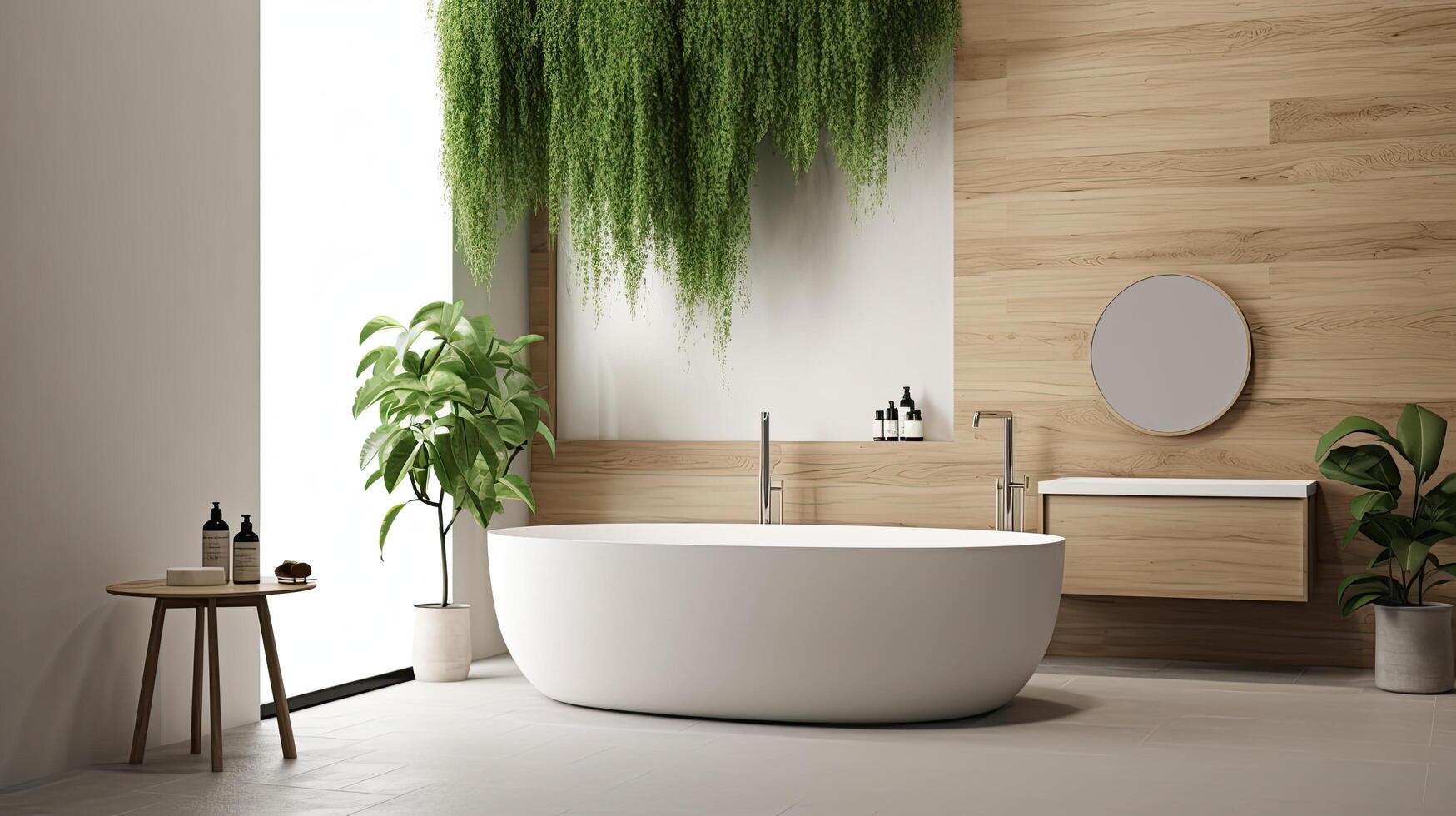 naturale bagno design. illustrazione ai generativo foto