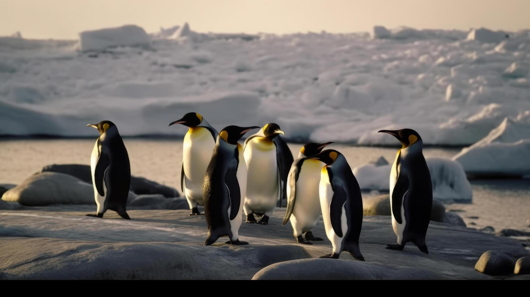 africano pinguini su un' spiaggia. illustrazione ai generativo foto