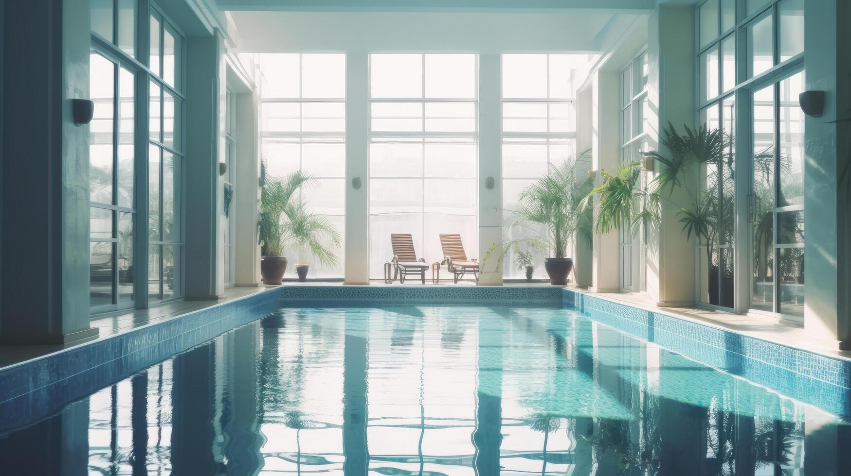 lusso Hotel piscina. illustrazione ai generativo foto