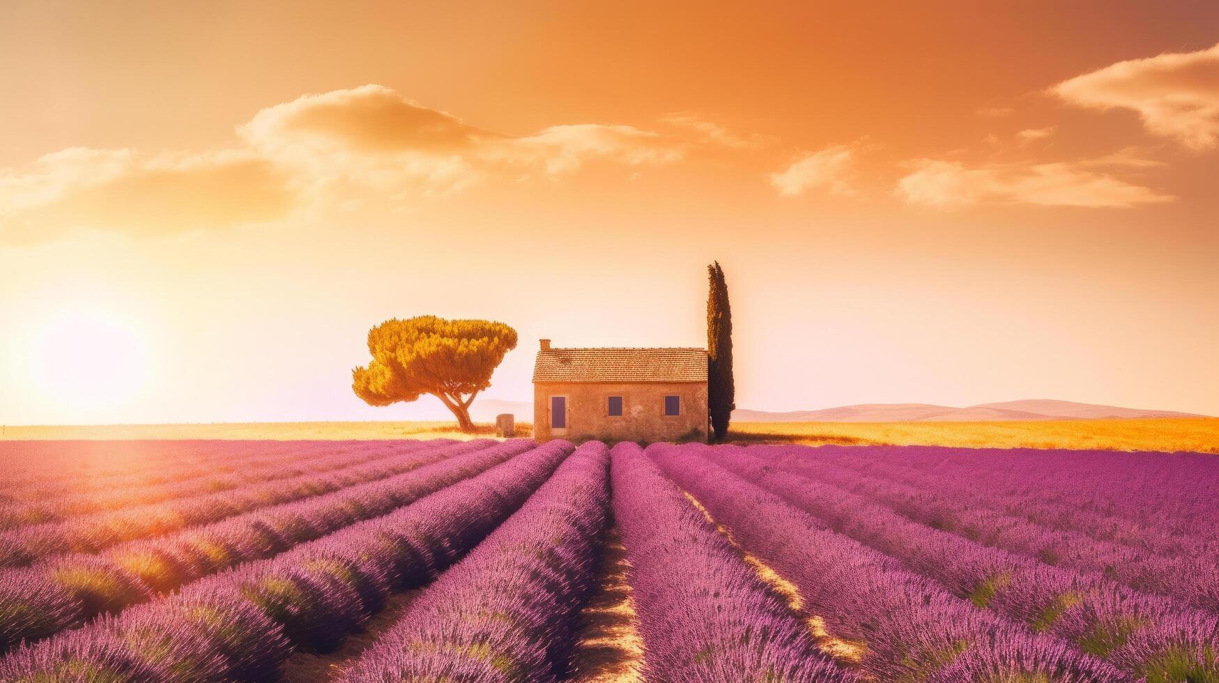 lavanda campo sfondo. illustrazione ai generativo foto