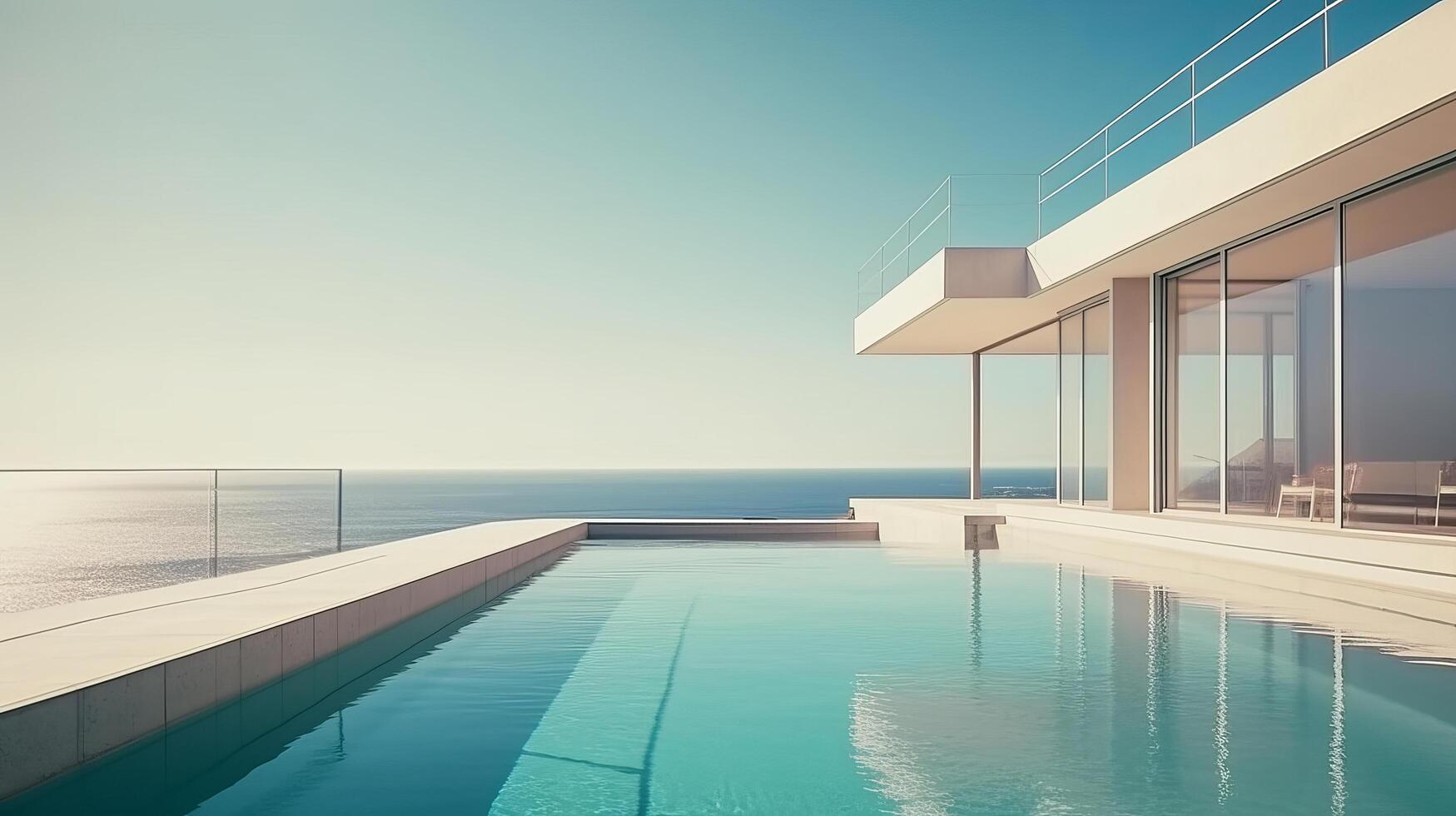 lusso moderno villa con piscina. illustrazione ai generativo foto