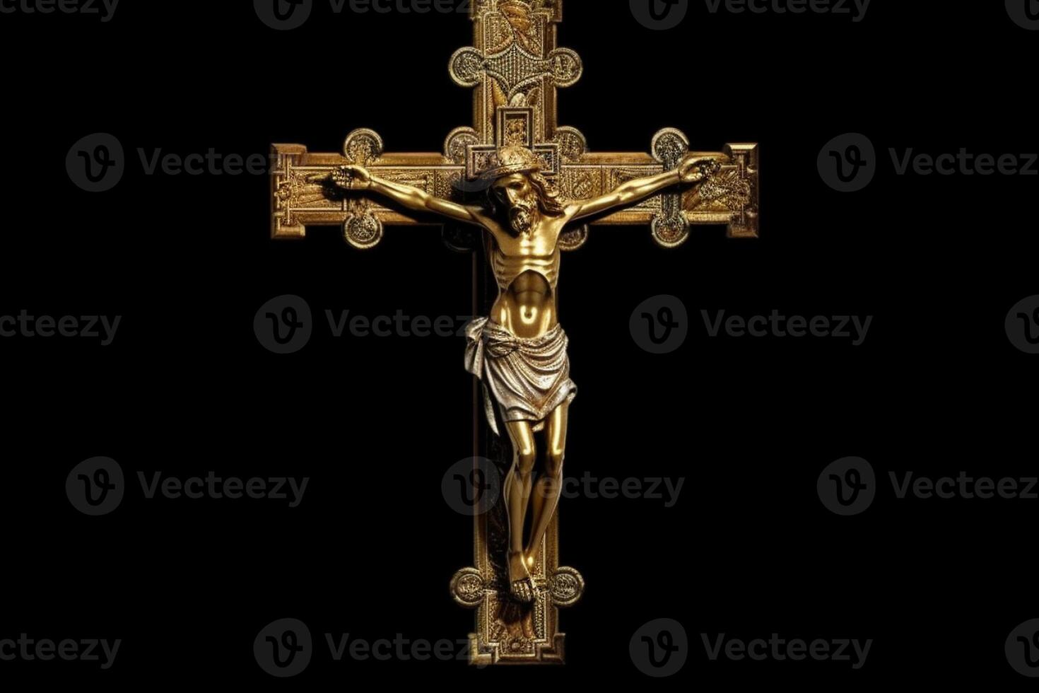 d'oro attraversare di Gesù Cristo crocifisso. religione e cristianesimo concetto. ai generato foto