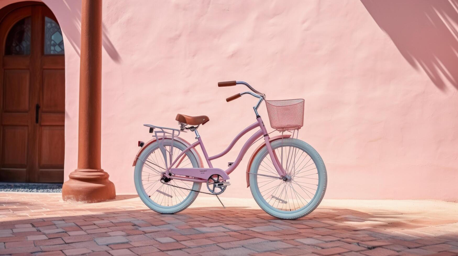 bicicletta su colorato sfondo. illustrazione ai generativo foto