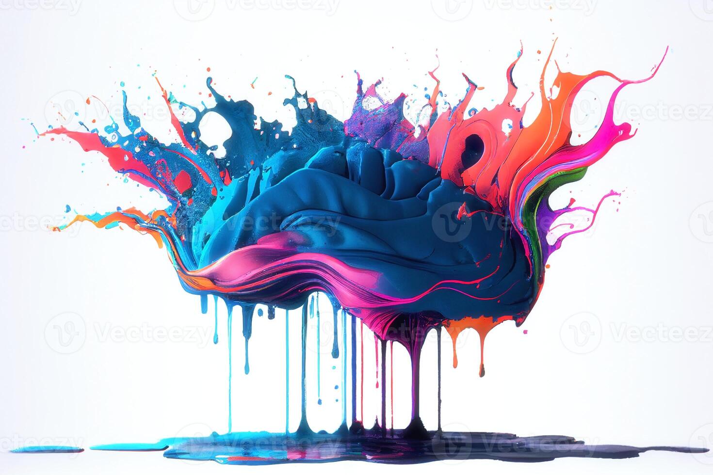 cervello che esplode con diverso colori. generativo ai foto