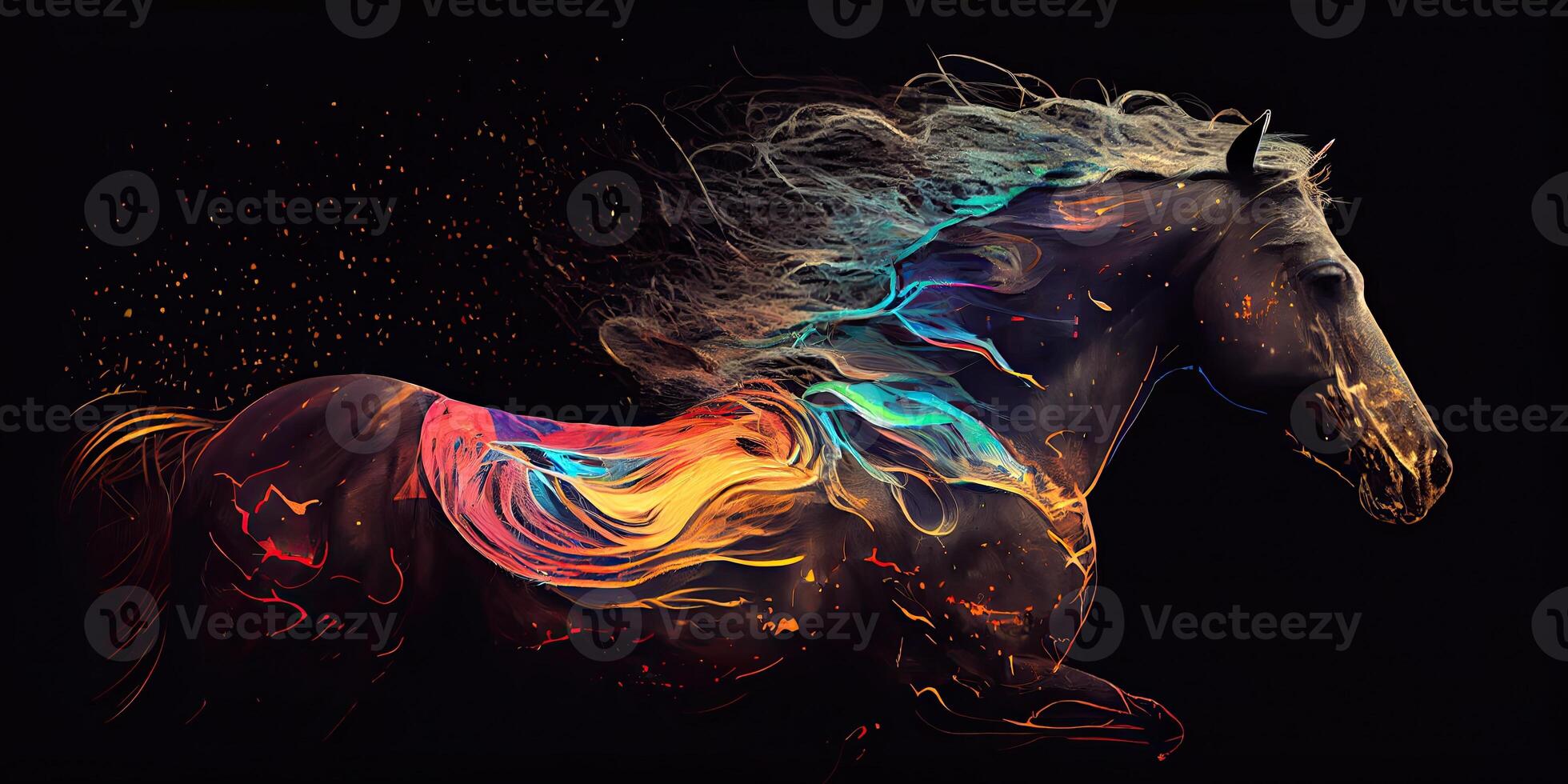 illustrazione di colorato cavallo e colore macchie. generativo ai foto