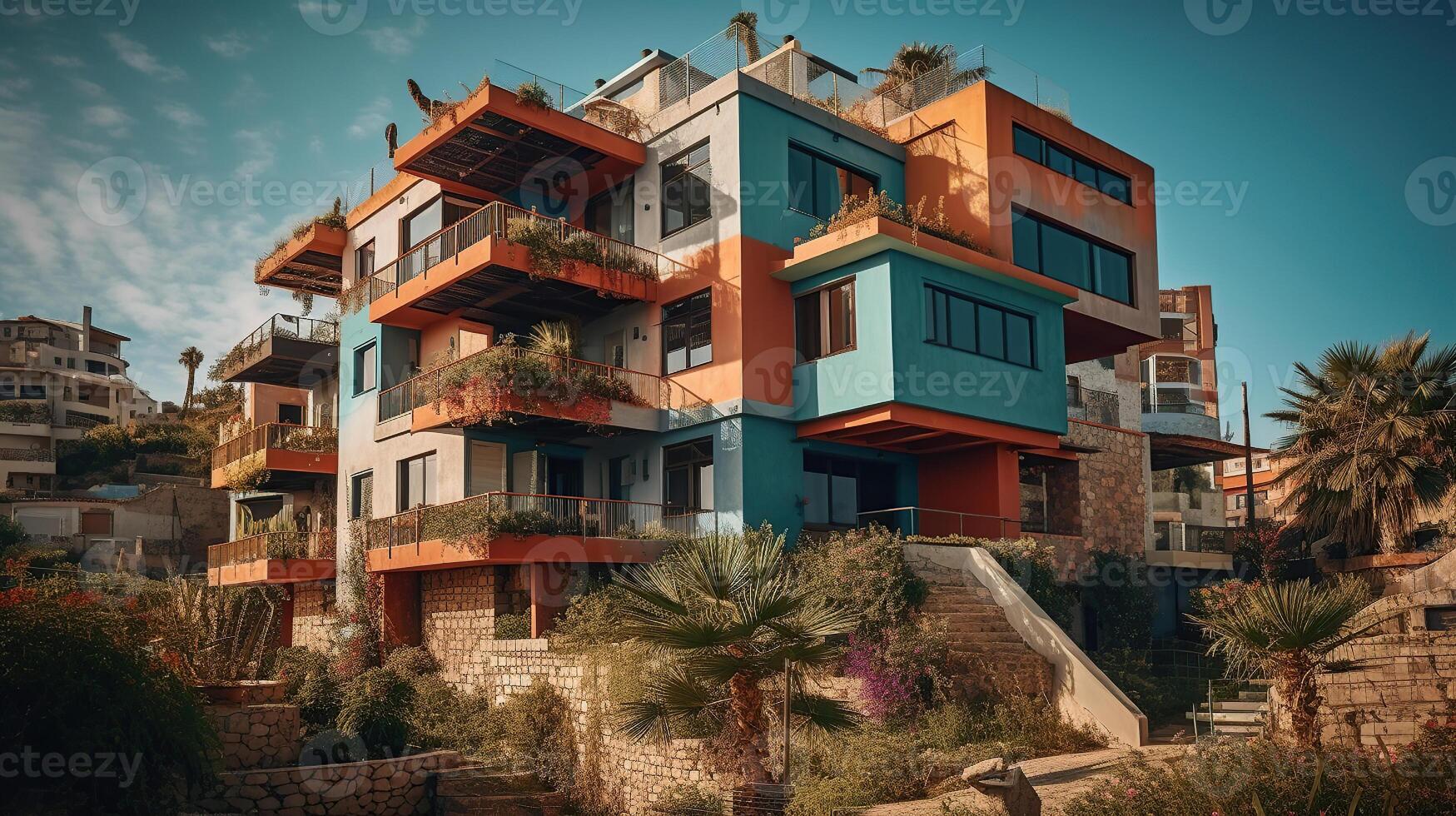 mediterraneo alloggiamento costruzione, generato ai Immagine foto