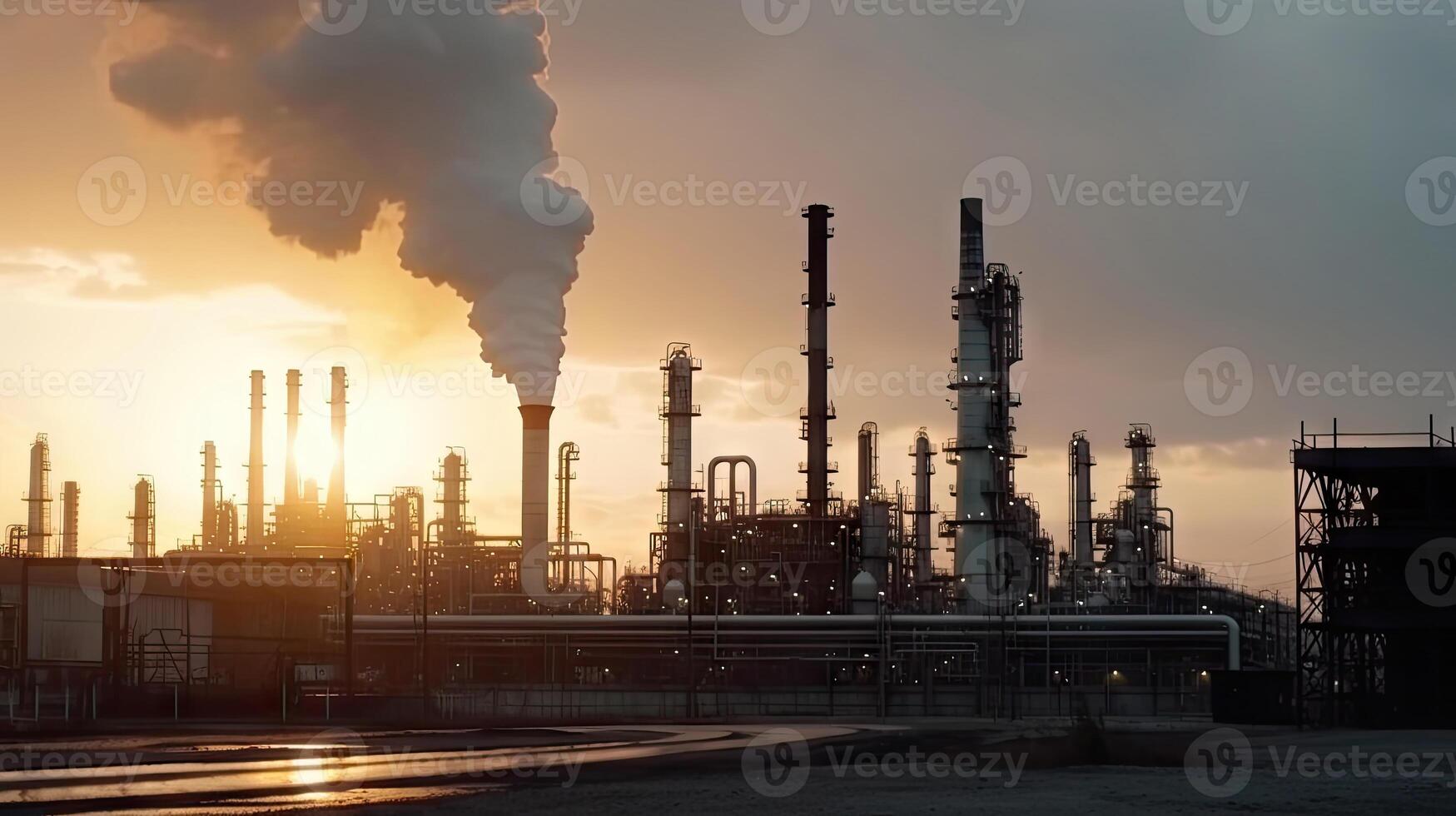 aereo superiore Visualizza di fabbrica stazione, olio carburante Conservazione cisterna, petrolio raffineria, manifattura, industriale processi pianta olio raffineria per energia con generativo ai. foto