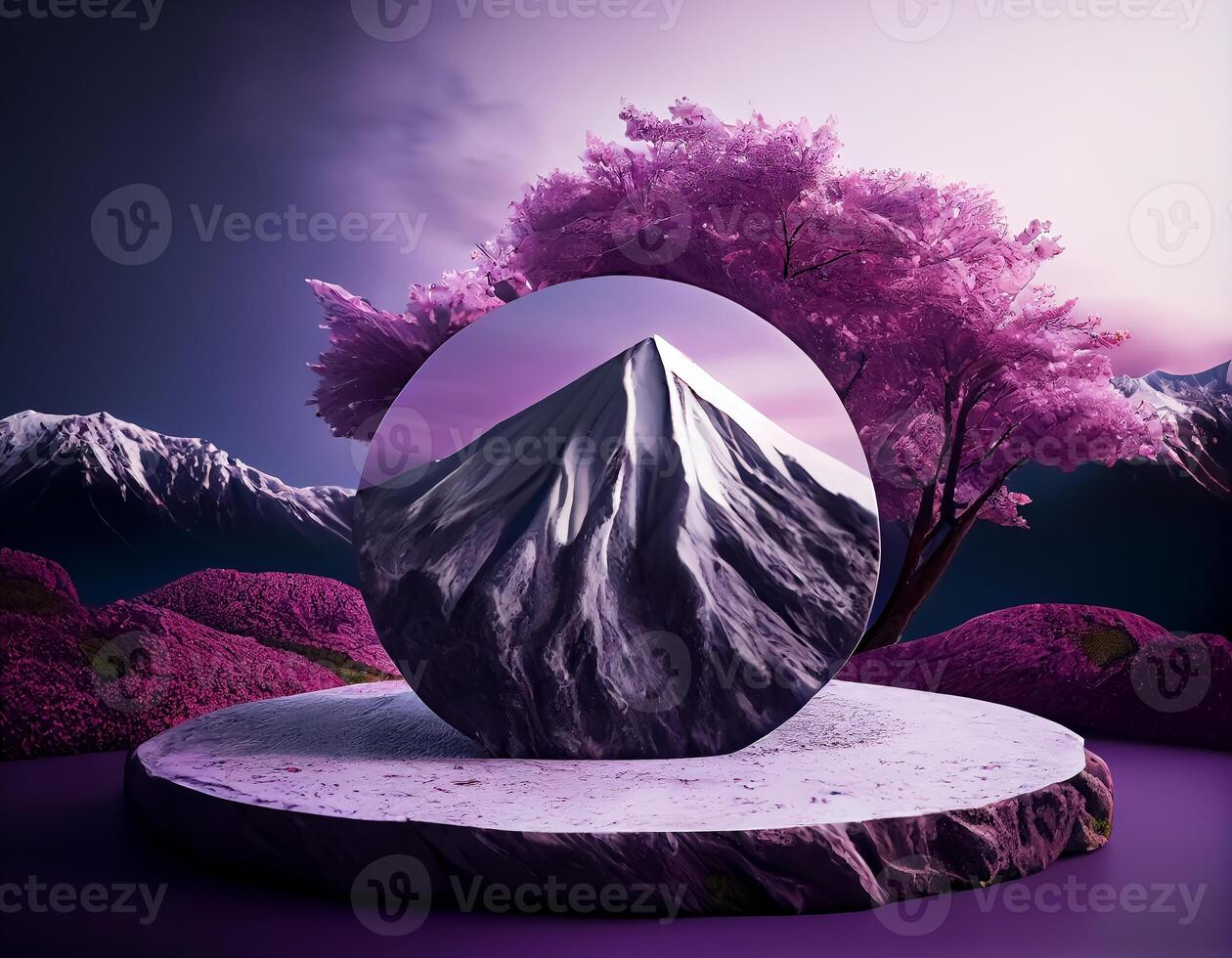 astratto 3d podio per Prodotto presentazione con geometrico forme, vuoto il giro podio, piattaforme per Prodotto presentazione mostrare nuovo Prodotto background.generative ai foto