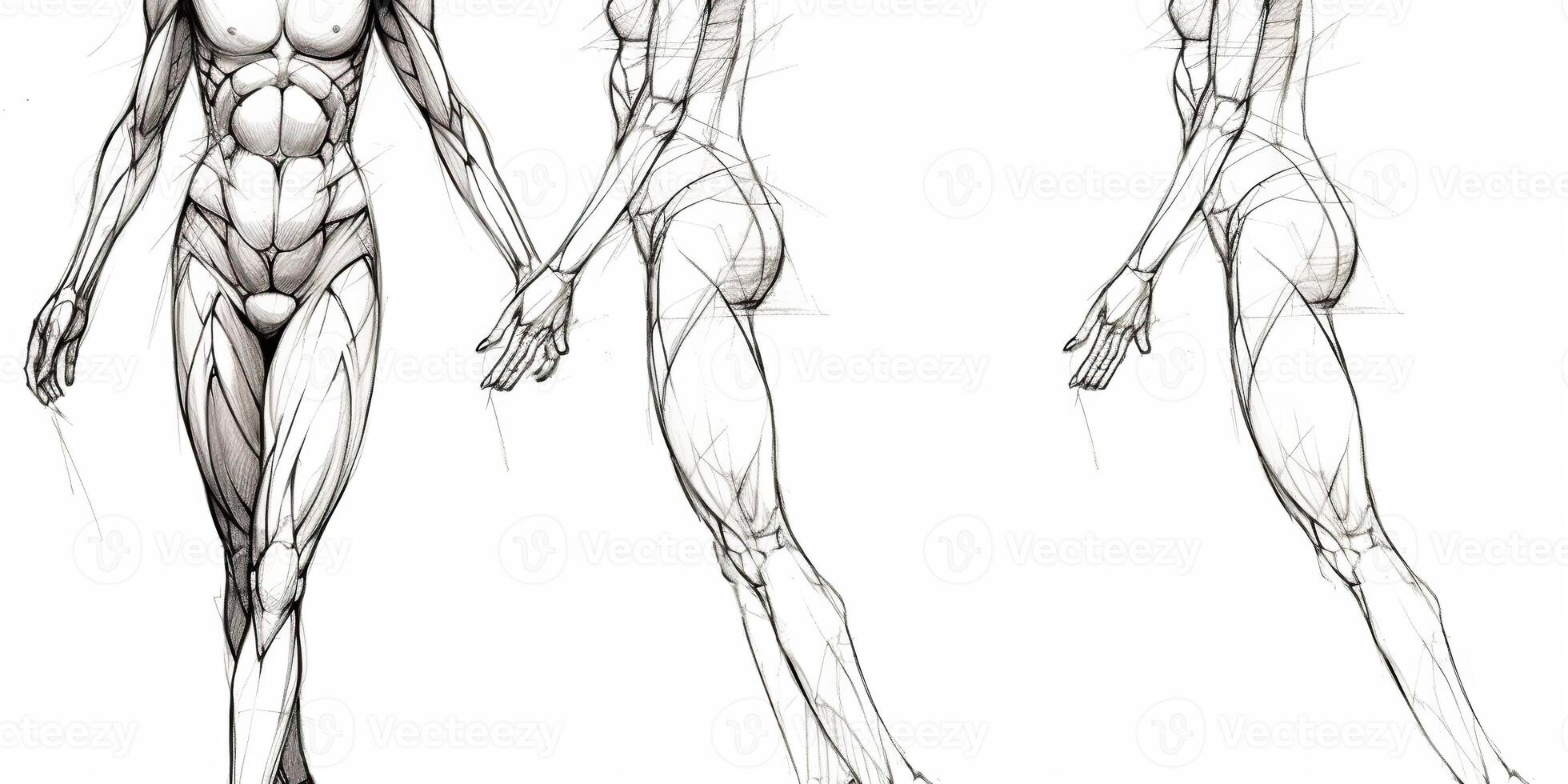 ai generato. ai generativo. umano corpo anatomt schizzo. può essere Usato per sudy medicina decorazione. grafico arte foto