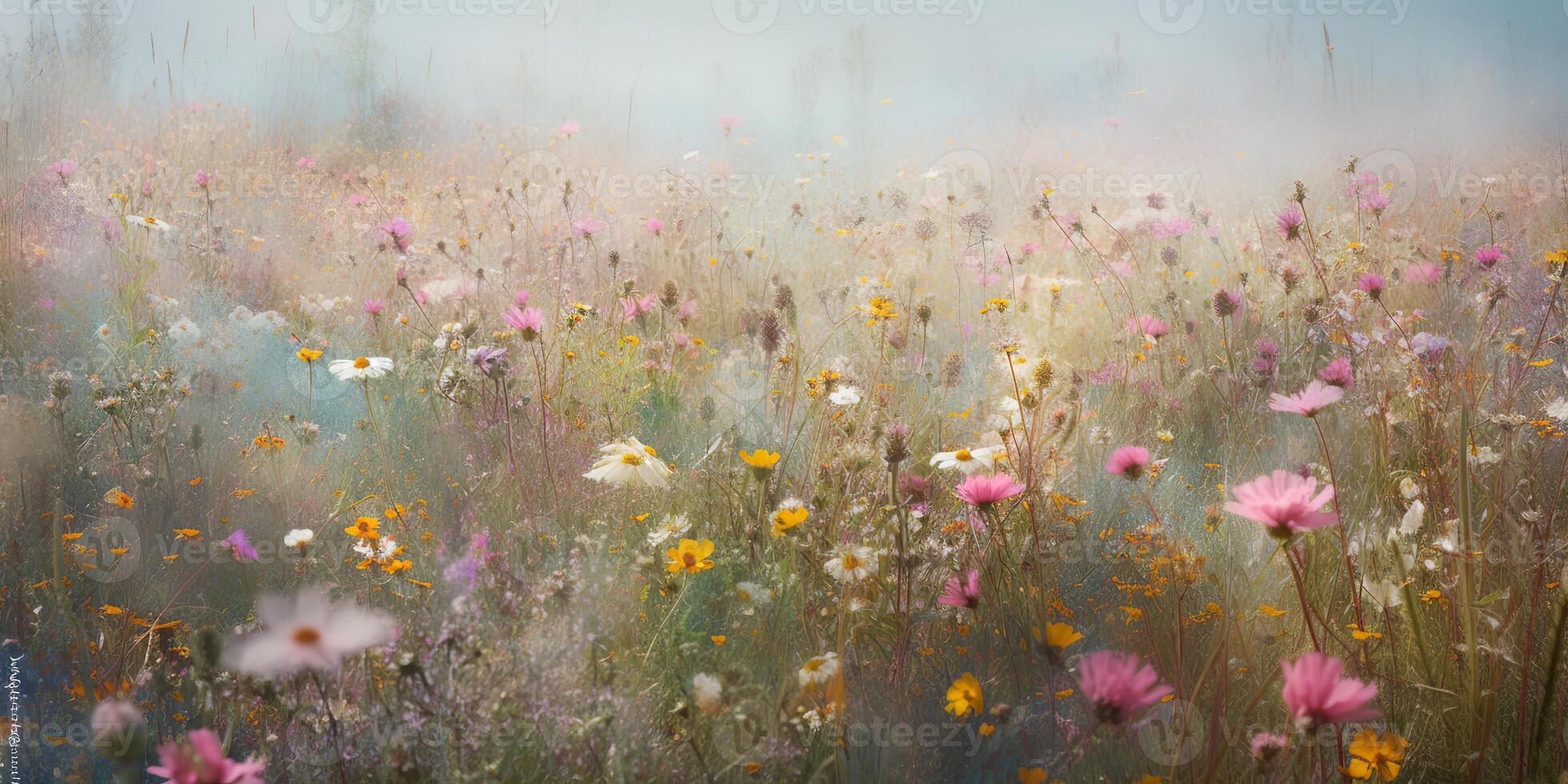 ai generativo. ai generato. selvaggio fiori primavera all'aperto campo. romantico natura amante amore estetica vibrazione. grafico arte foto