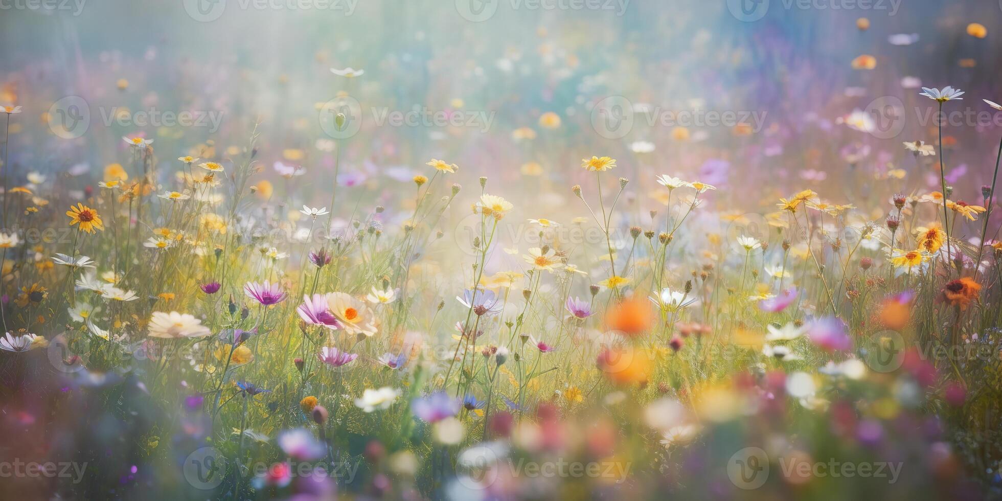 ai generativo. ai generato. selvaggio fiori primavera all'aperto campo. romantico natura amante amore estetica vibrazione. grafico arte foto