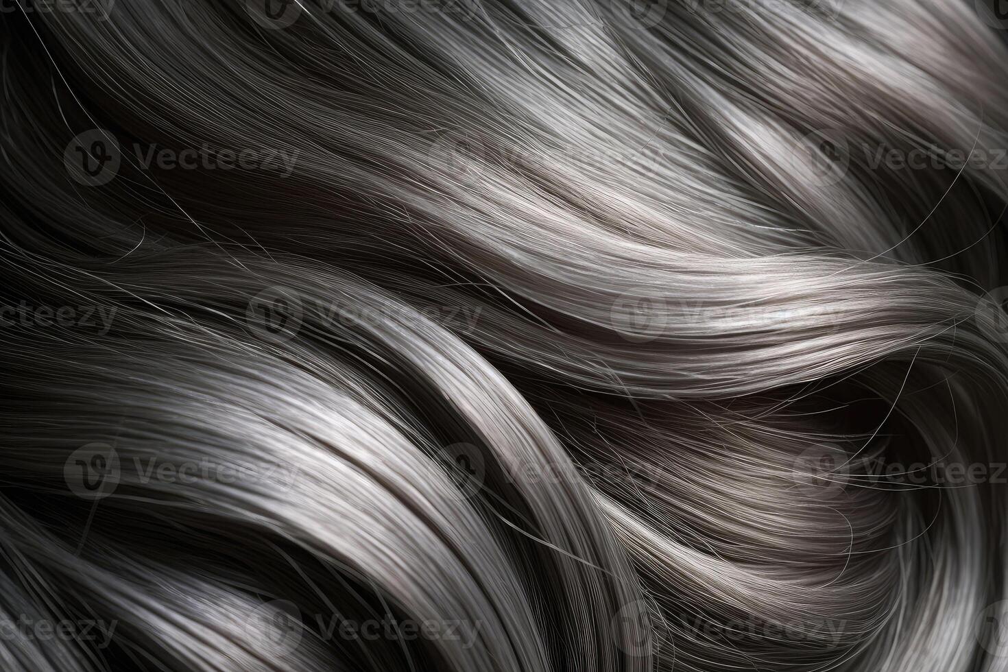 bellissimo grigio capelli sfondo. salutare liscio brillante capelli. generativo ai foto