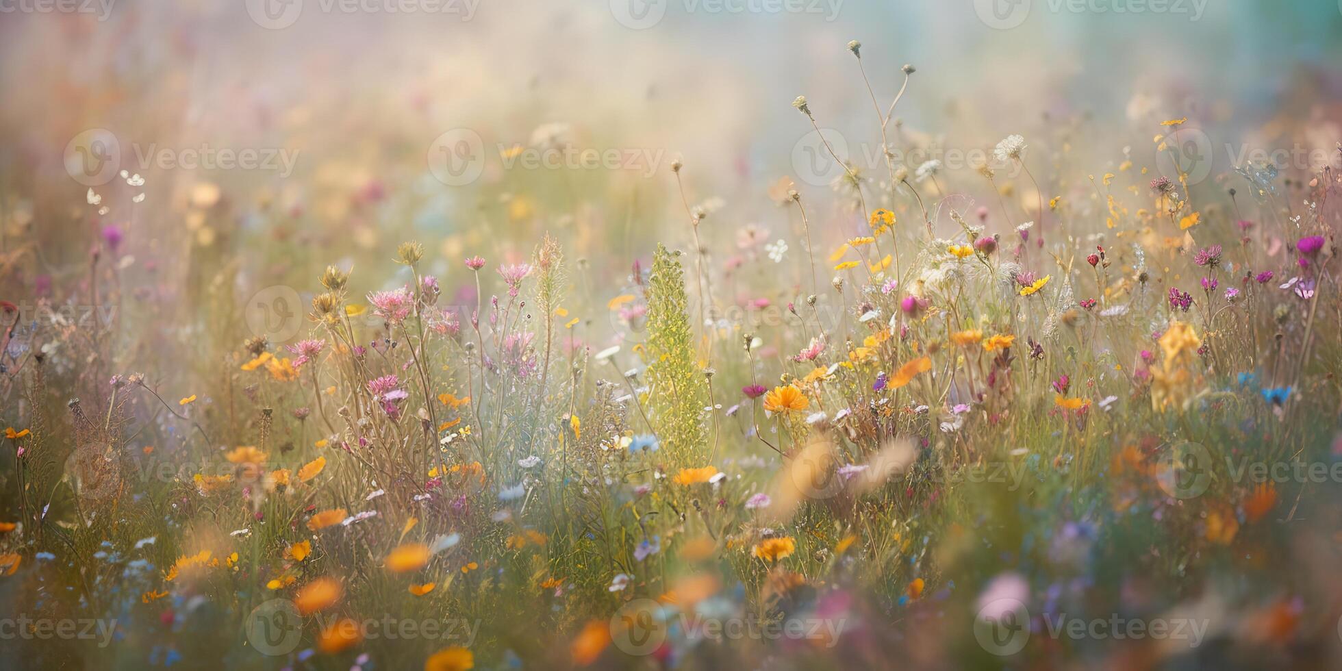 ai generativo. ai generato. selvaggio fiori primavera all'aperto campo. romantico natura amante amore estetica vibrazione. grafico arte foto