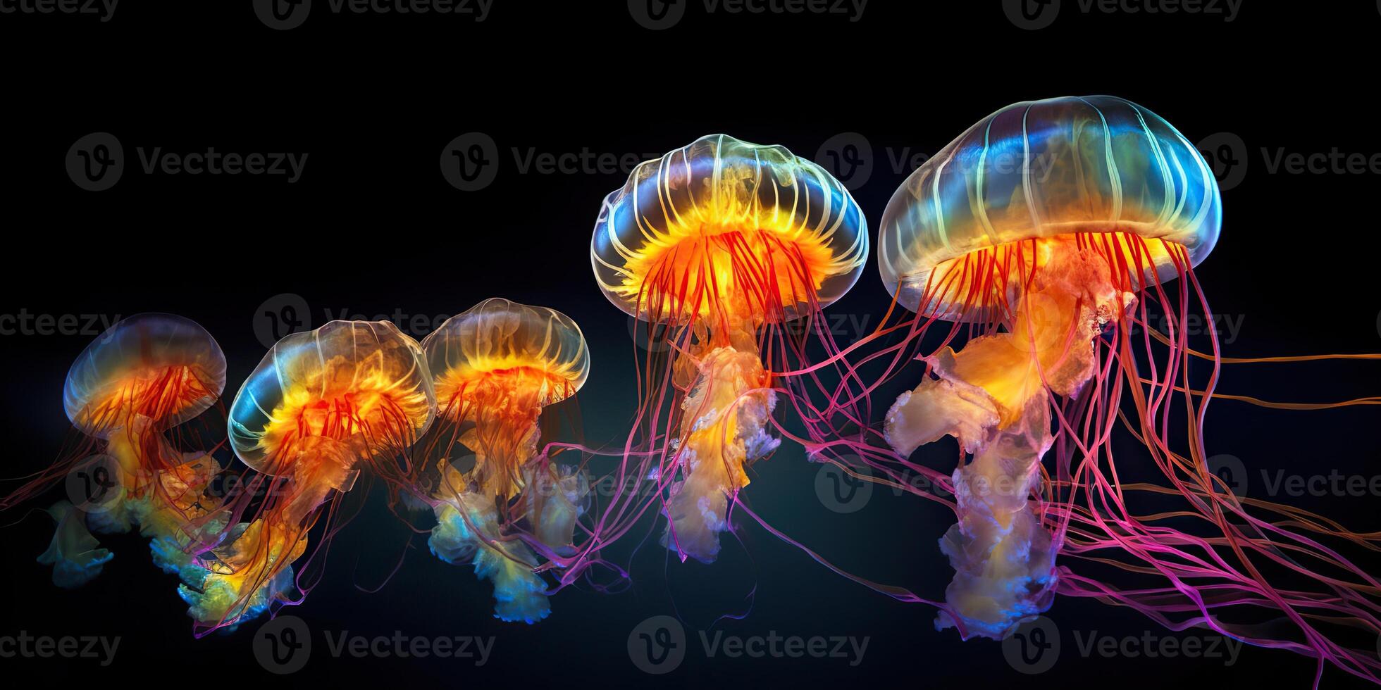 ai generato. ai generativo. mare subacqueo gelatina pesce Medusa meduza. grafico arte foto