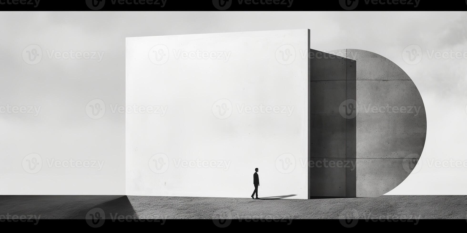 ai generato. ai generativo. surrealismo solitario umore illustrazione con un' solitario uomo persona nel urbano città minimo decorazione. grafico arte foto
