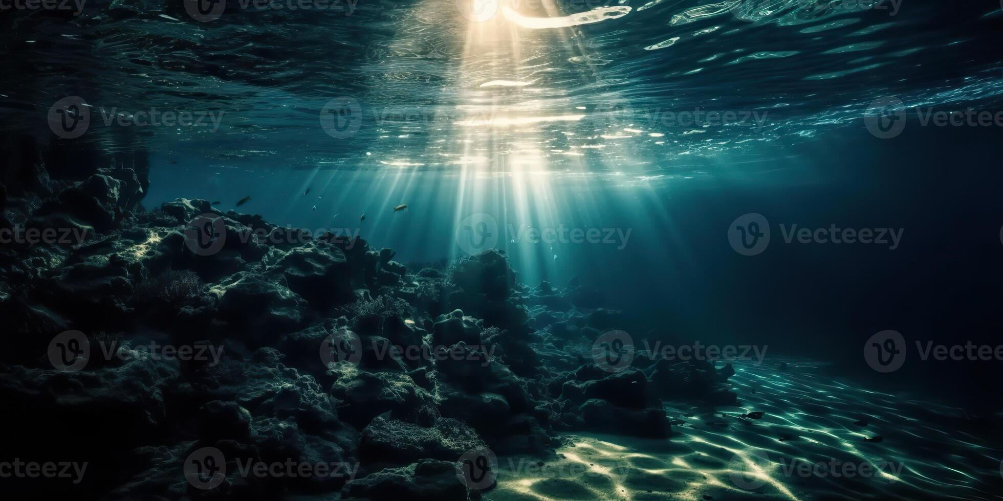 ai generato. ai generativo. foto di sotto mare oceano mondo. marino nautico con darm mustic umore avventura vibrazione. grafico arte