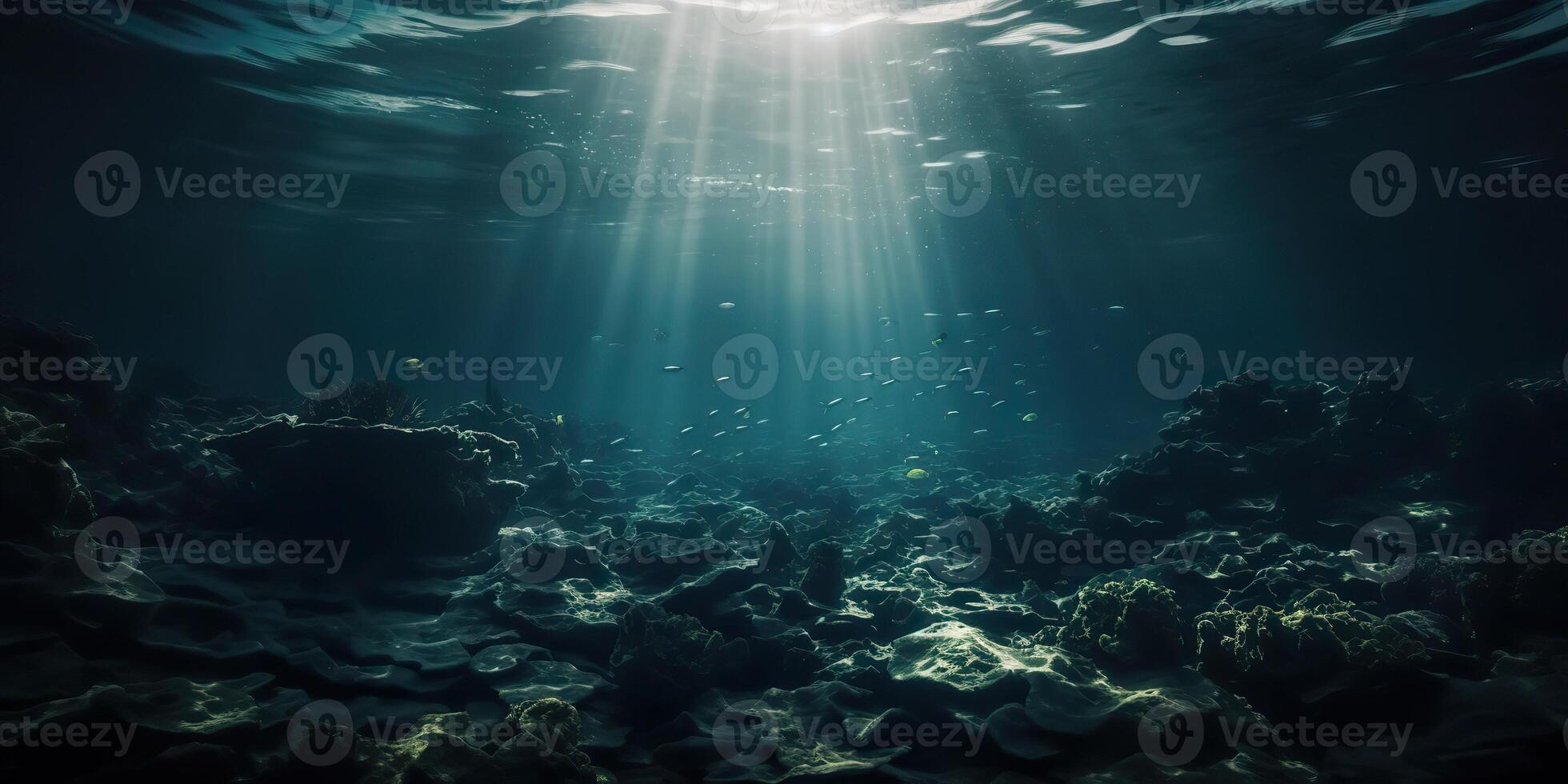ai generato. ai generativo. foto di sotto mare oceano mondo. marino nautico con darm mustic umore avventura vibrazione. grafico arte