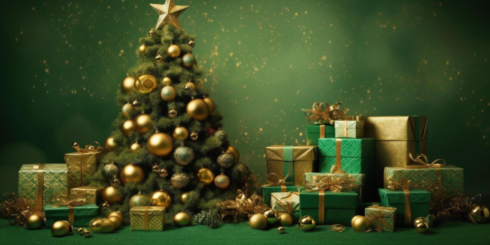 Natale albero, i regali, palle, decorazione illustrazione ai generativo foto