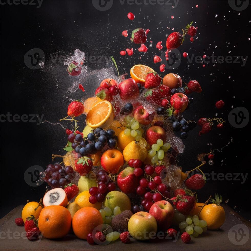 un' grande mucchio di frutta generativo ai generato foto