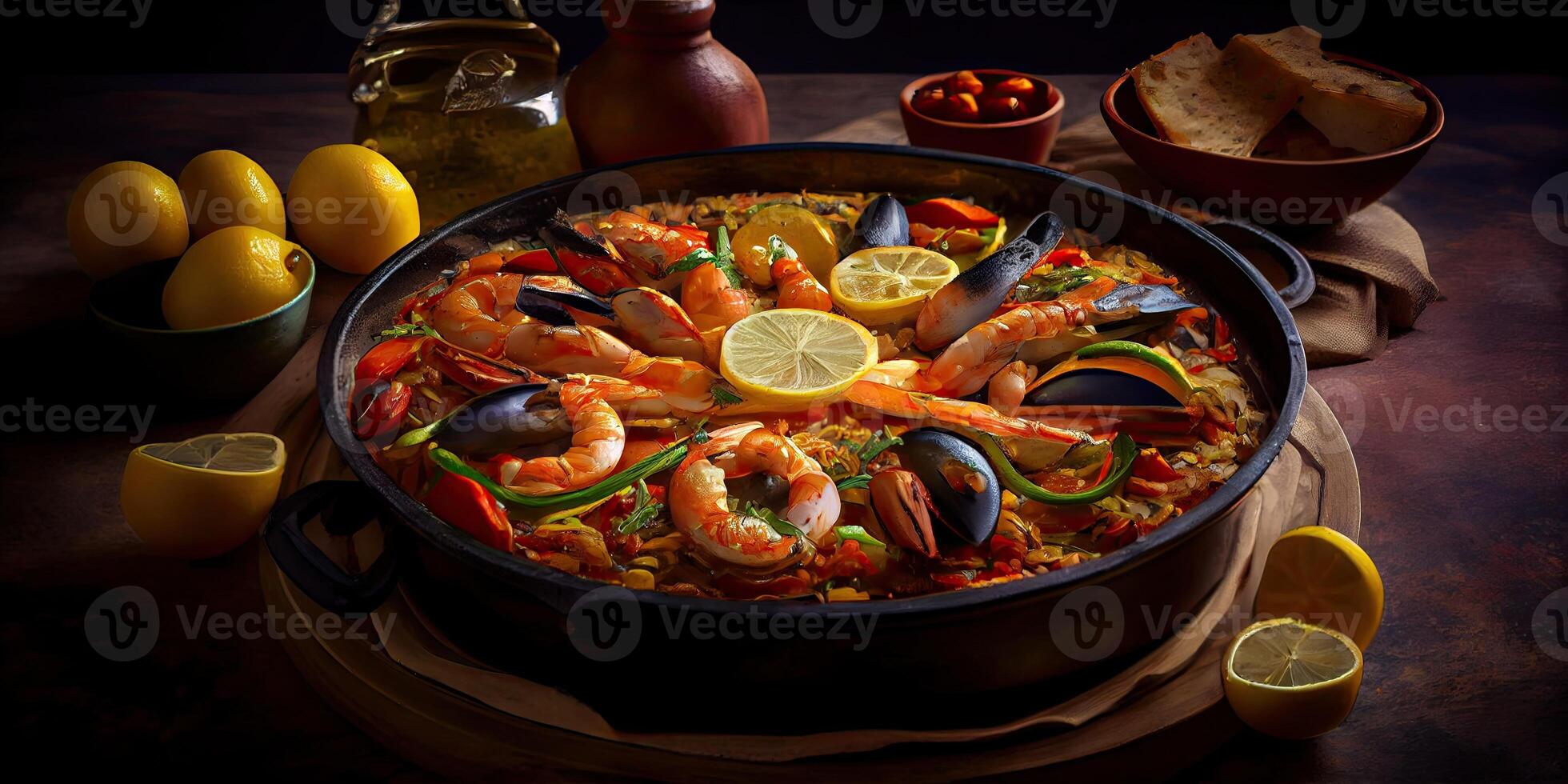 tipico spagnolo paella. generativo ai foto