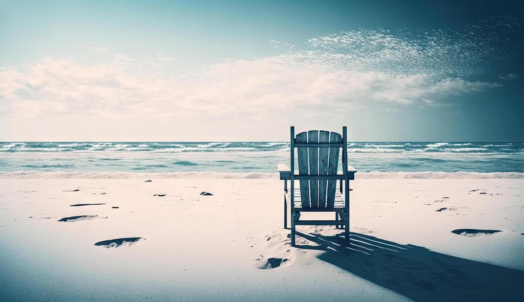 estate vacanza, tropicale spiaggia con blu cielo e mare per rilassamento, panoramico spiaggia sfondo, estate vacanza con bellissimo natura sabbia, luce del sole, oceano acqua con generativo ai. foto