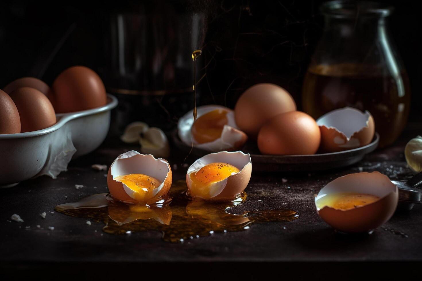 un Immagine di un uovo cucinando, generativo ai foto