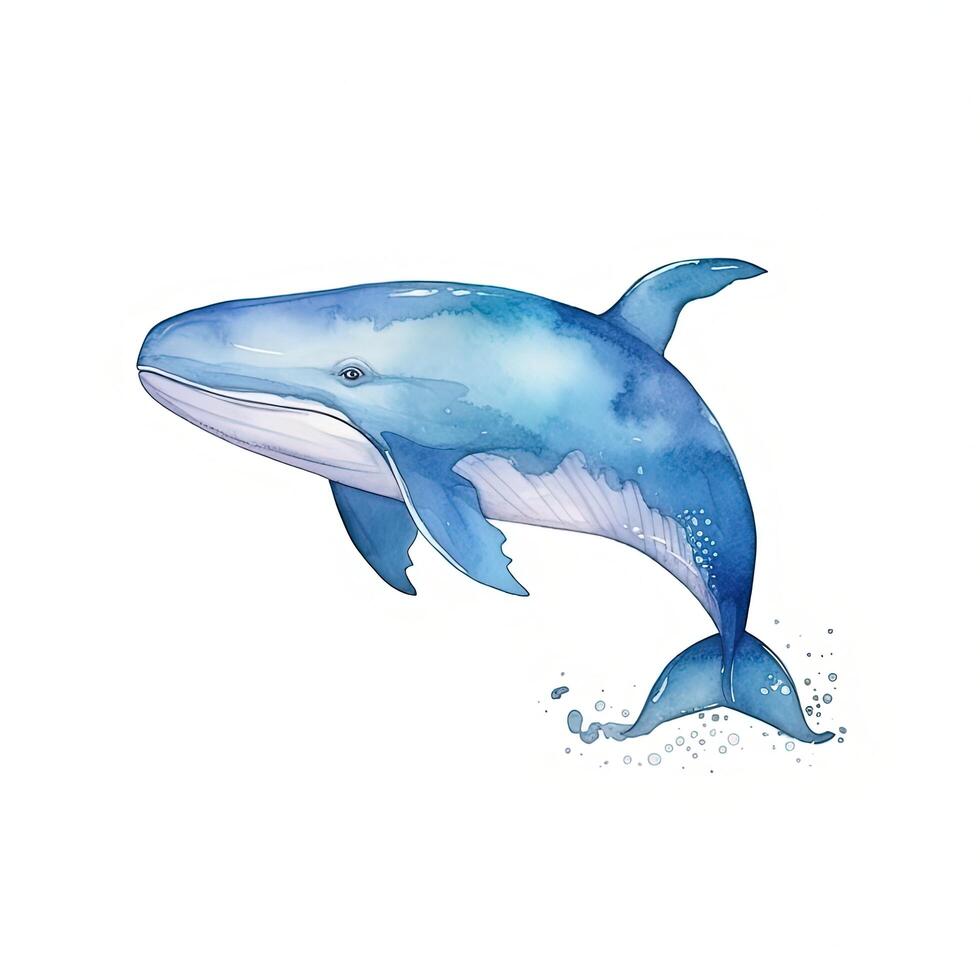 acquerello blu balena illustrazione ai generativo foto