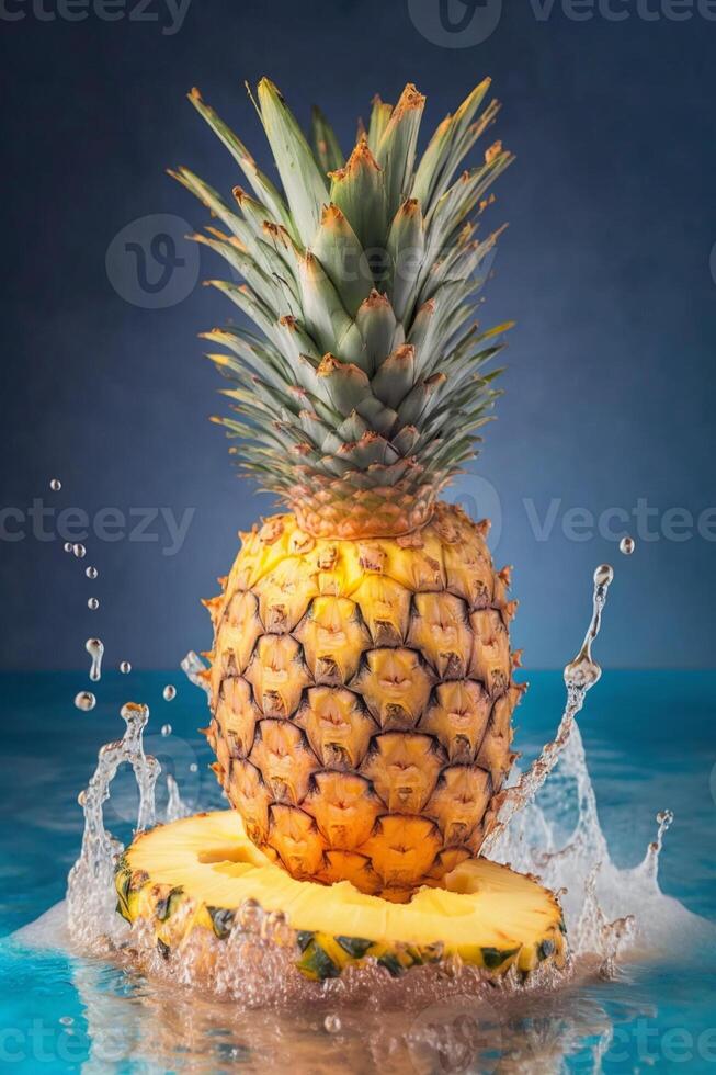un' ananas ananas siamo posto su tavolo. generativo ai. foto