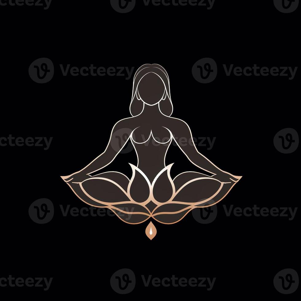 logo di yoga. loto fiore logo con umano silhouette. ai generato. foto