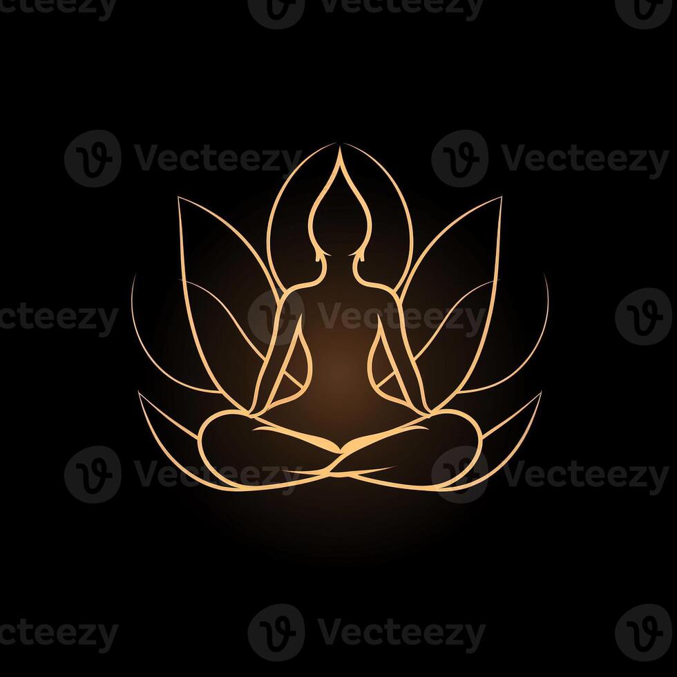 logo di yoga. loto fiore logo con umano silhouette. ai generato. foto