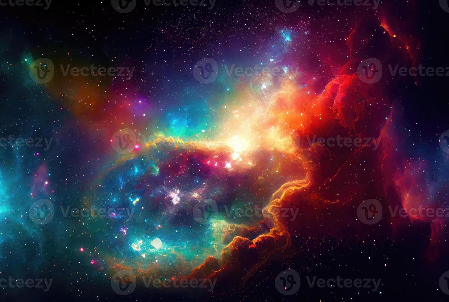 astratto di colorato esterno spazio nebulosa e galassia cielo sfondo. scienza e spazio concetto. generativo ai foto