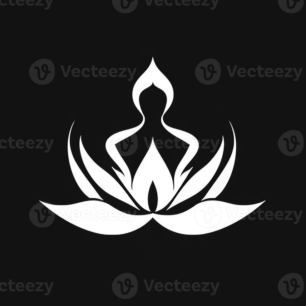 logo di yoga. loto fiore logo con umano silhouette. ai generato. foto