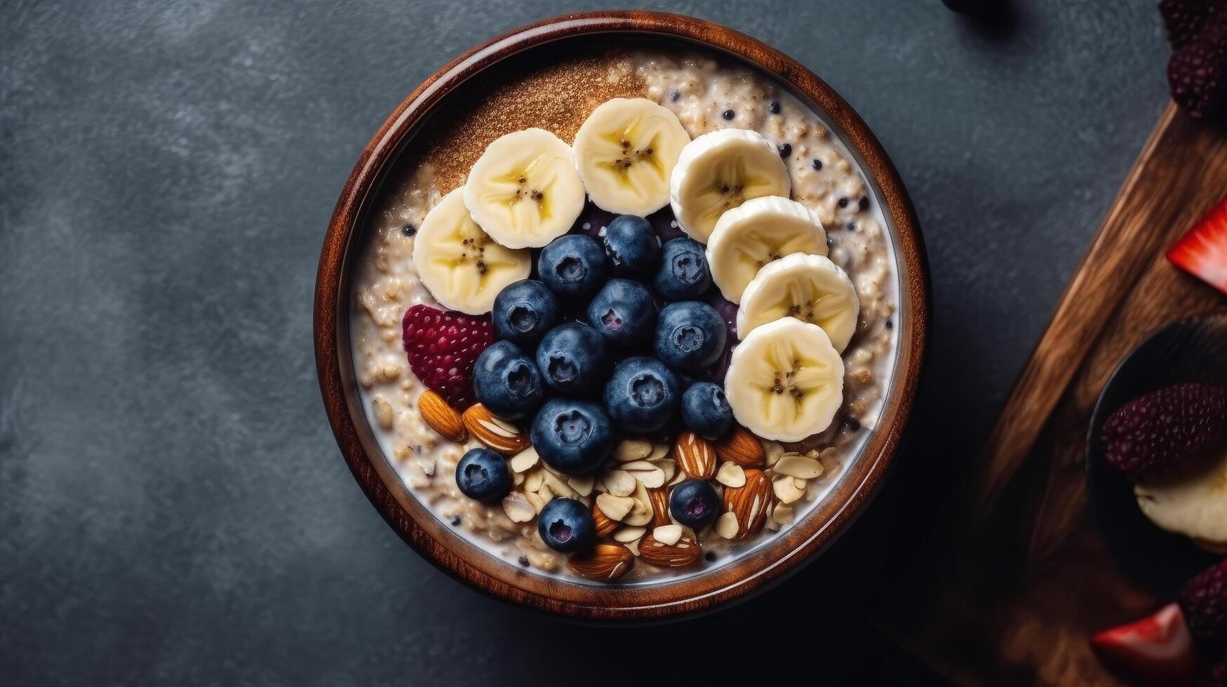 fiocchi d'avena porridge. illustrazione ai generativo foto