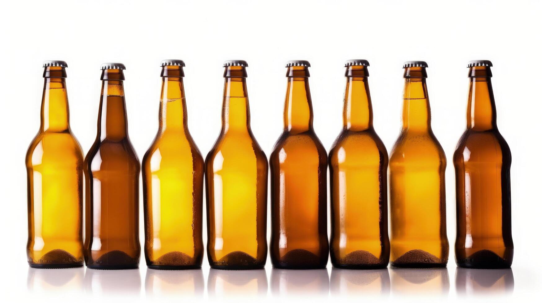 bicchiere bottiglie di birre. illustrazione ai generativo foto