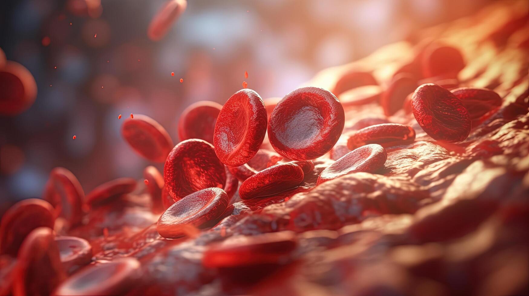 sangue coagularsi o trombo blocco il rosso sangue cellule ruscello entro un arteria. illustrazione ai generativo foto
