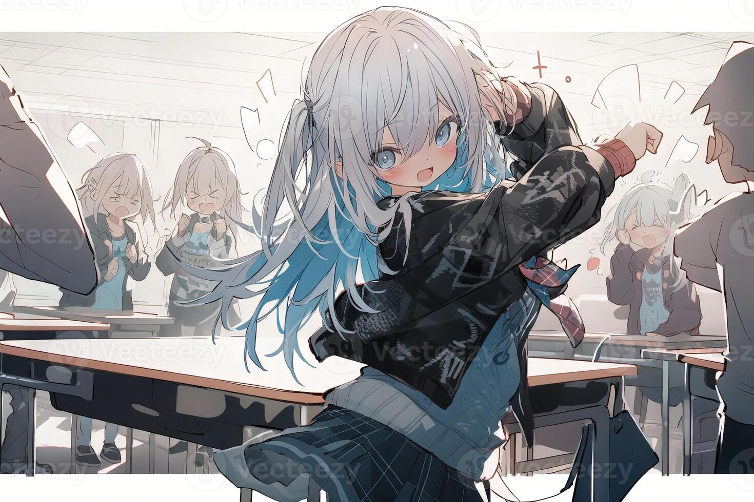 scuola ragazza danza a il discoteca manga anime ragazza illustrazione generativo ai foto