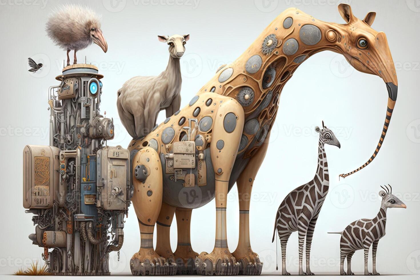 futuro zoo zoologico parco offerta visitatori realistico olografico e meccanico versioni di alcuni di il mondo maggior parte affascinante creature illustrazione generativo ai foto