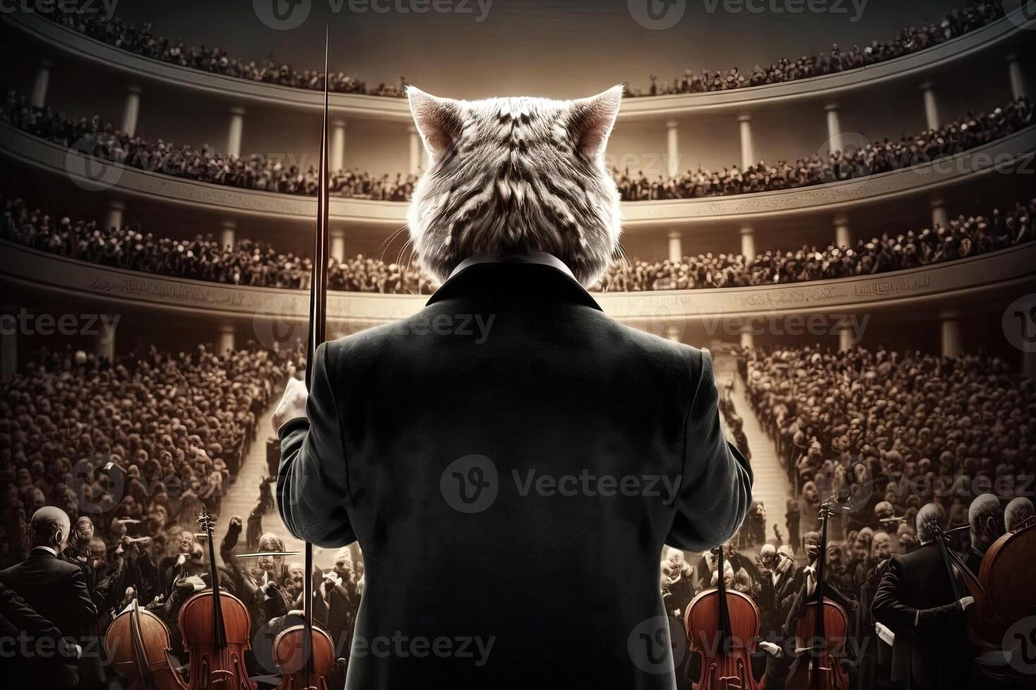 orchestra direttore gatto Lavorando lavoro professione illustrazione generativo ai foto