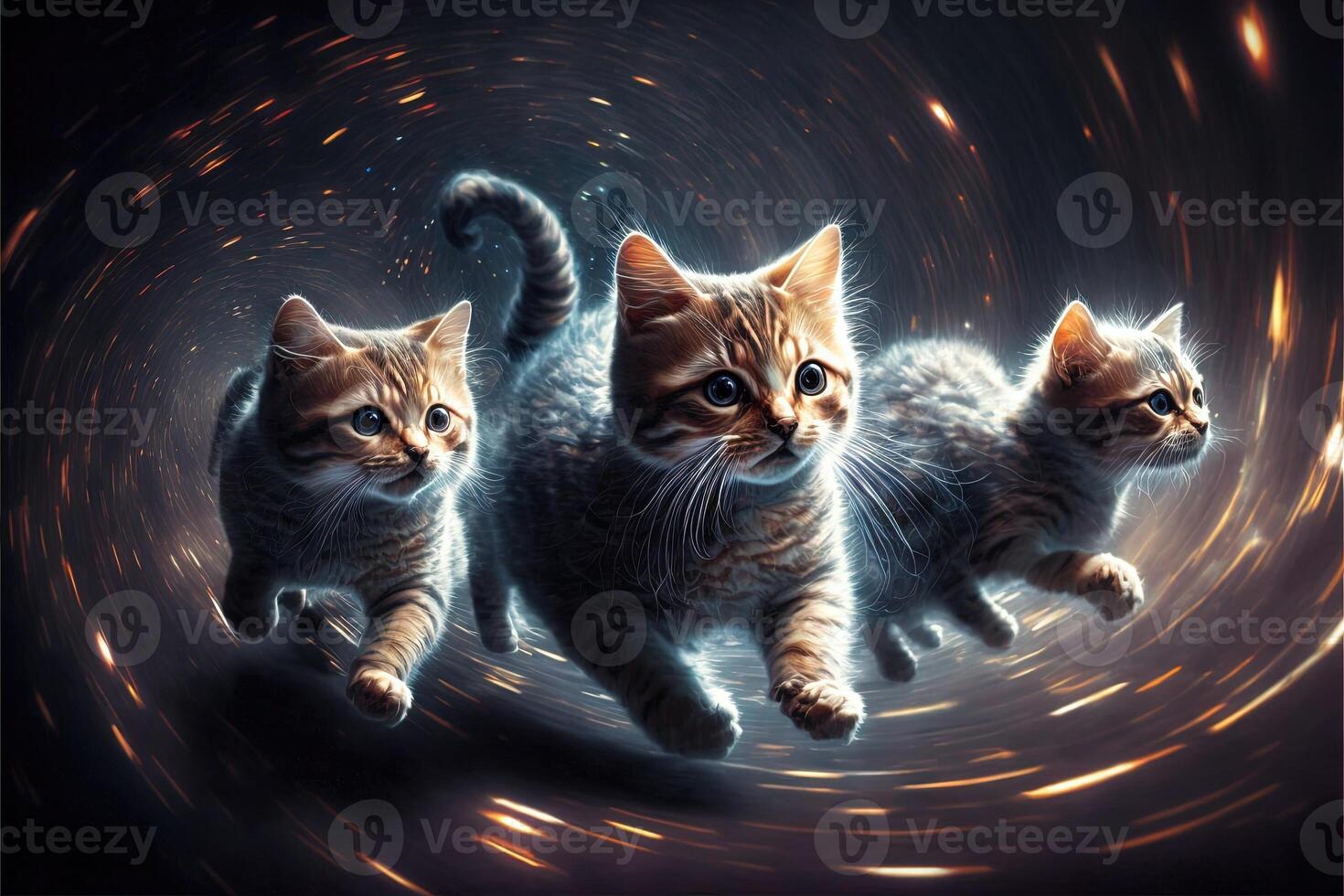 gatti andando per hypespace a leggero velocità illustrazione generativo ai foto